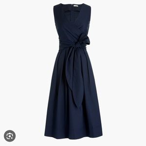 J Crew Factory V Neck Bow Wrap Shift Dress - Navy Blue